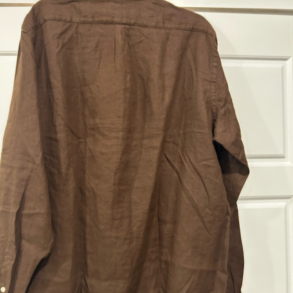 Polo by Ralph Lauren Dark Brown Casual Shirt Linen - Picture 3 of 3